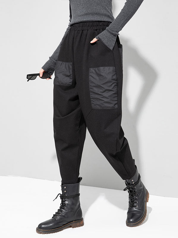 Original Asymmetric Split-Joint Patch Pocket Harem Pants