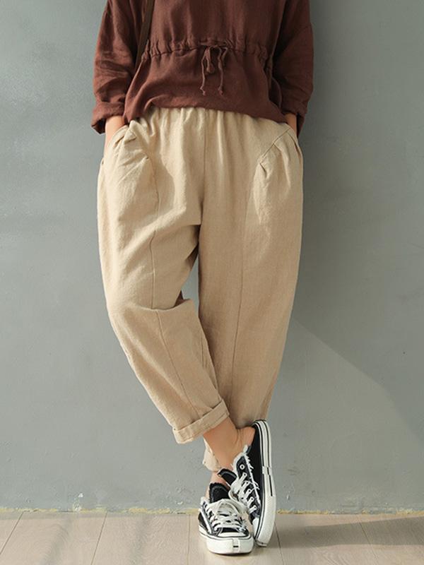 Vintage Solid Loose Splicing Harem Pants