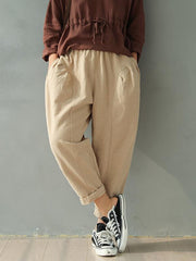 Vintage Solid Loose Splicing Harem Pants