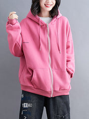 Hooded Solid Zipper Coat