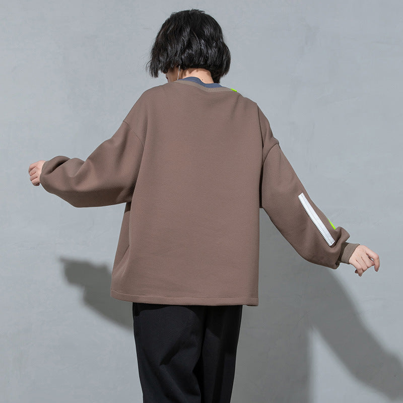 Women's Stitching Printed Long Sleeve Sweatshirt