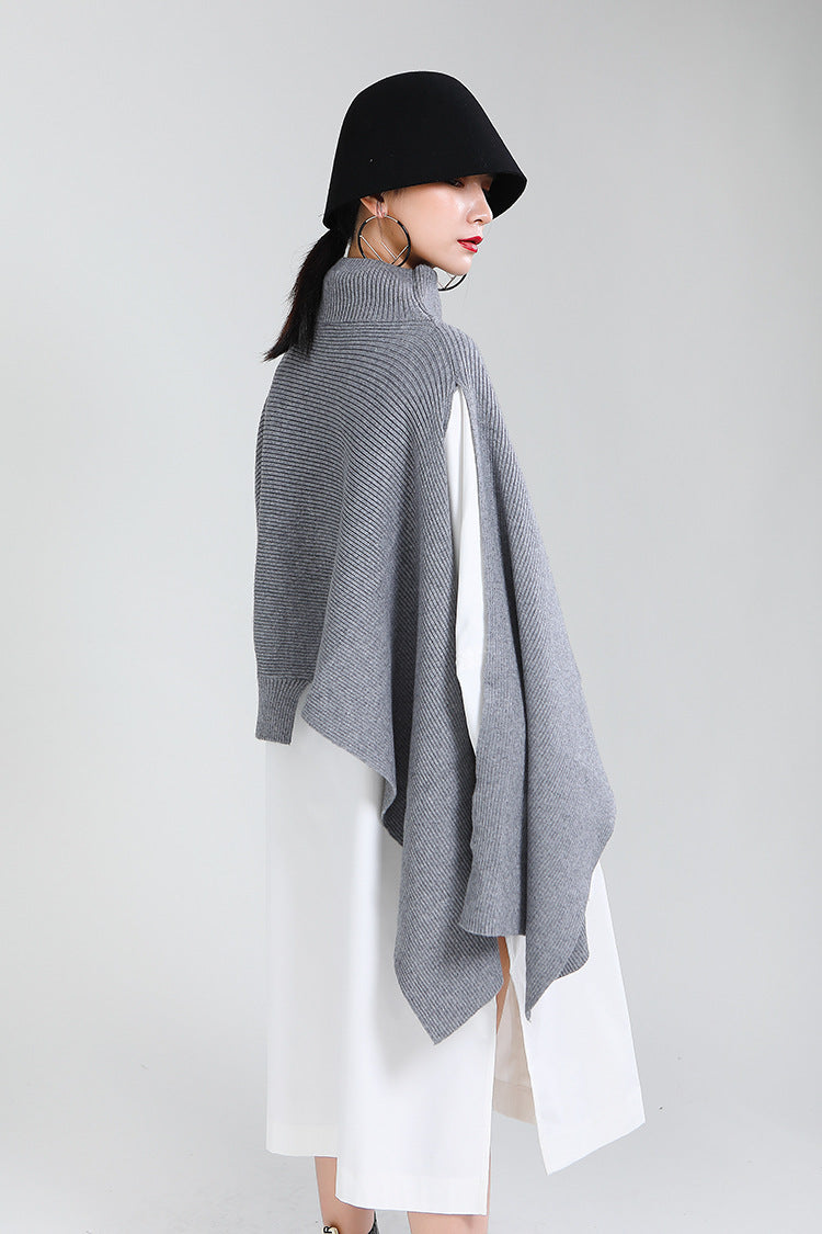 Women Loose Waistcoat Pullover Turtleneck Sweater