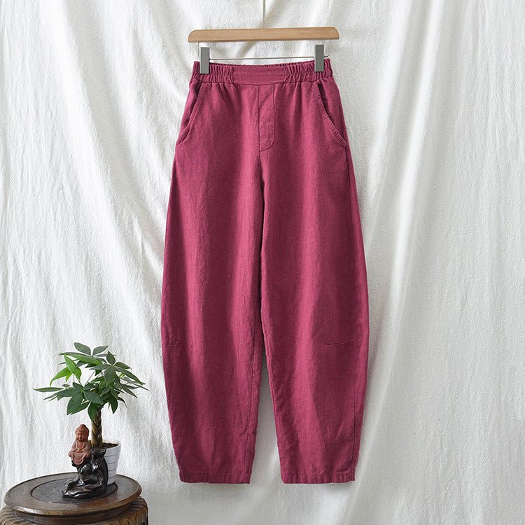 Retro Wide-Leg Pants With Elastic Waist