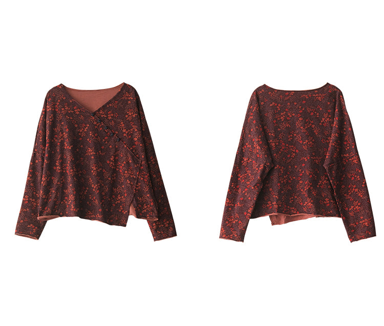 Retro Plate Button Slash Irregular T-Shirt