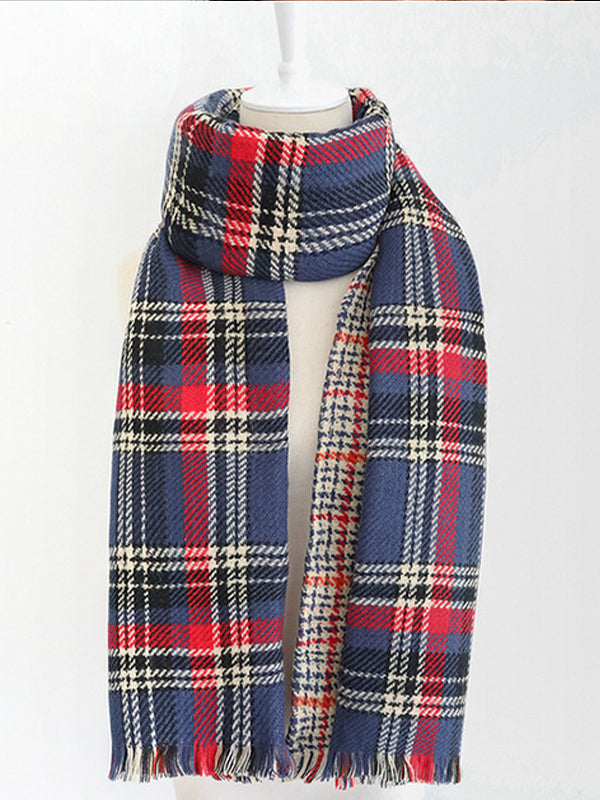 Women Christmas Plaid Retro Scarf