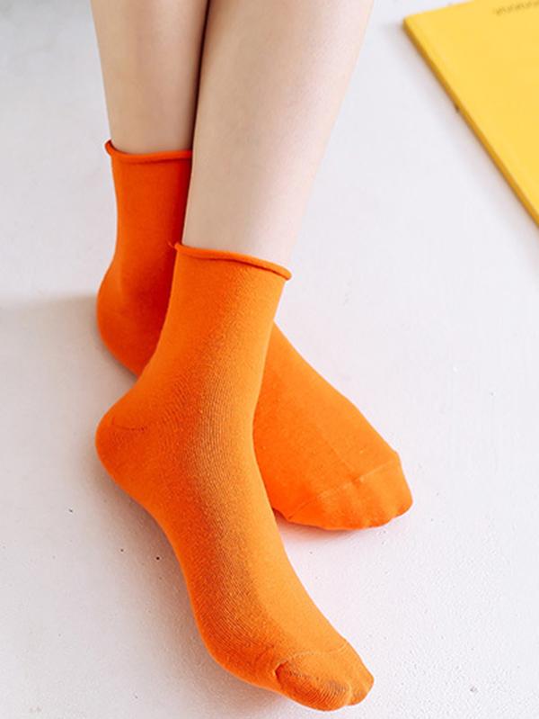 Solid Color Rolled Socks