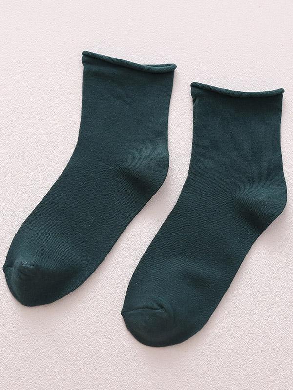 Solid Color Rolled Socks