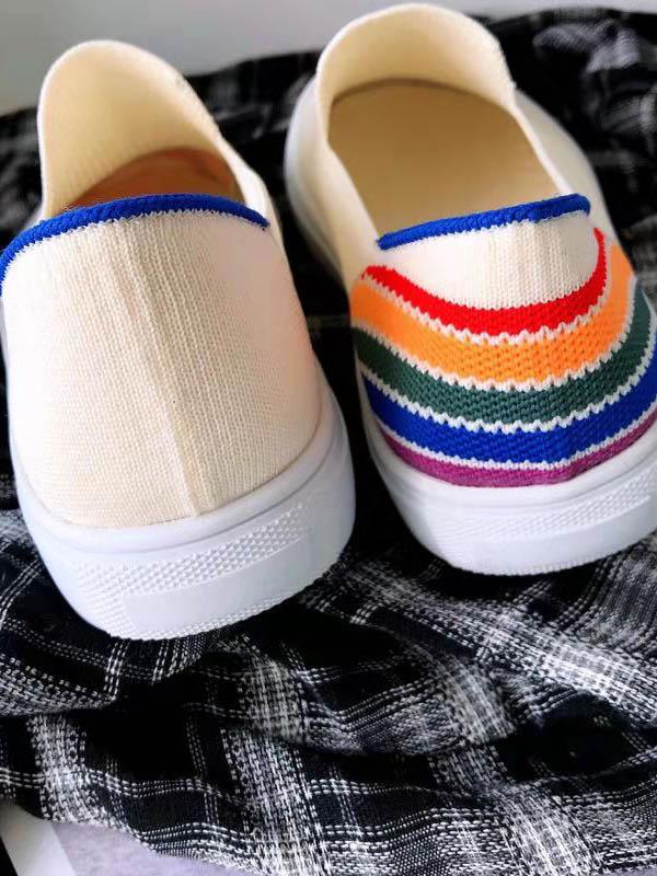 Rainbow Striped Print Casual Flat Shoes