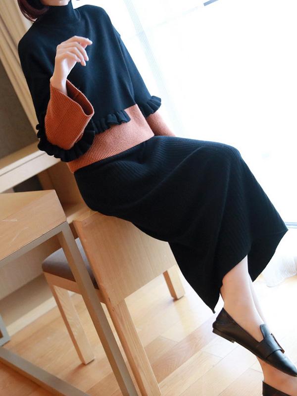Casual Graceful Split-Joint Knitting Suits