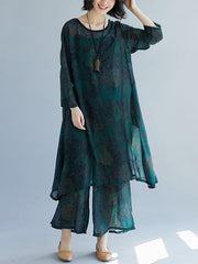 Chiffon Plus Size Loose Printed Leisure Suits