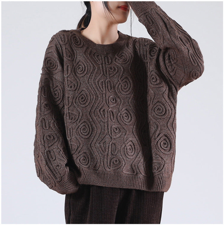 Solid Color Loose Round Neck Sweater