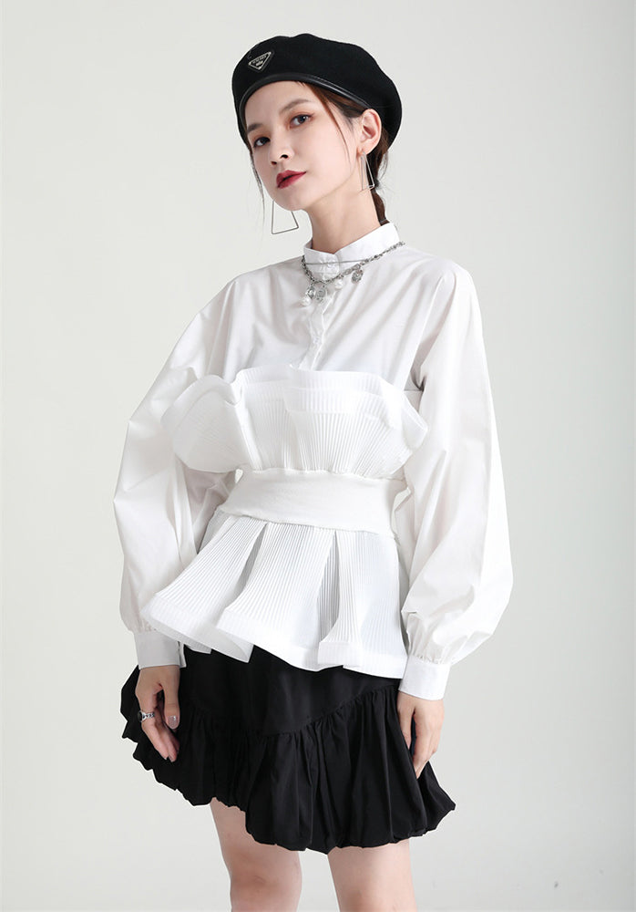 Personalized Ruffled Waist Long Sleeve Shirt