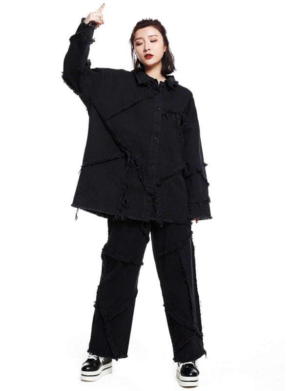 Women Wear Frayed Long Sleeve Casual Coat