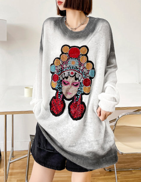 Loose Long Sleeve Casual Gradient Sweater