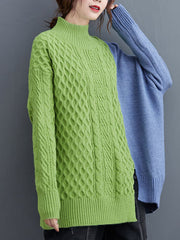 Turtleneck Simple Contrast Color Knit Sweater