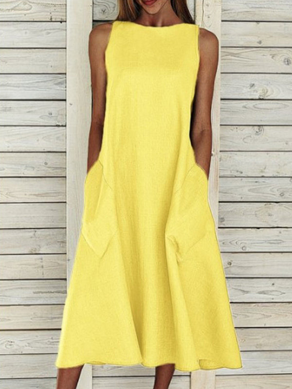 Loose Casual Round Neck Sleeveless Midi Dress