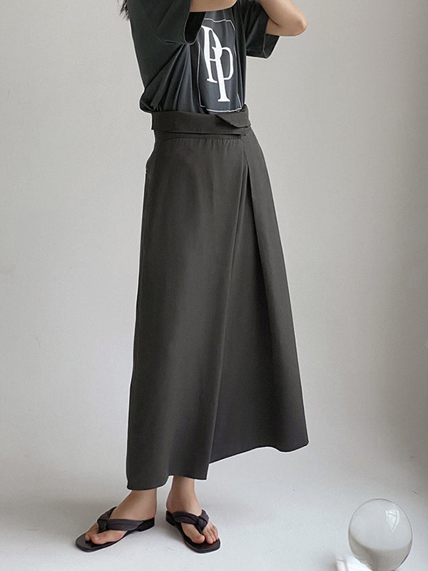 Simple Solid Color High-Waisted A-Line Skirt