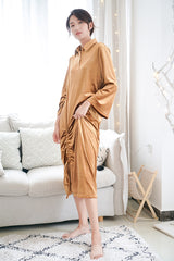 Lapel Loose Solid Pajamas