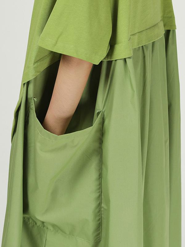 Loose Cropped Splicing Round-Neck Dress