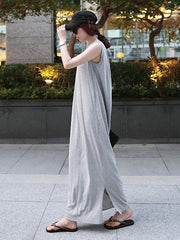 Loose Vest Solid T-Shirt Maxi Dress