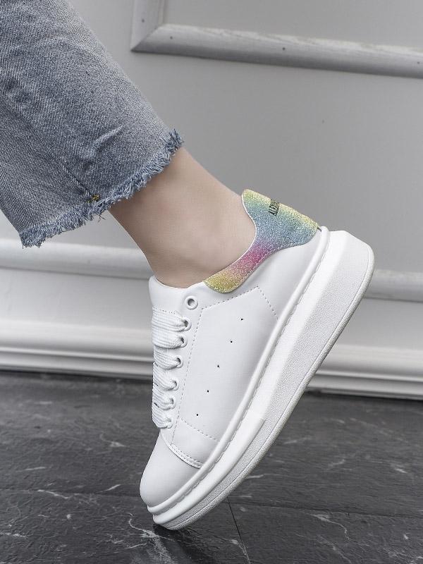 Glitter Contrast Color Spliced Casual Shoes