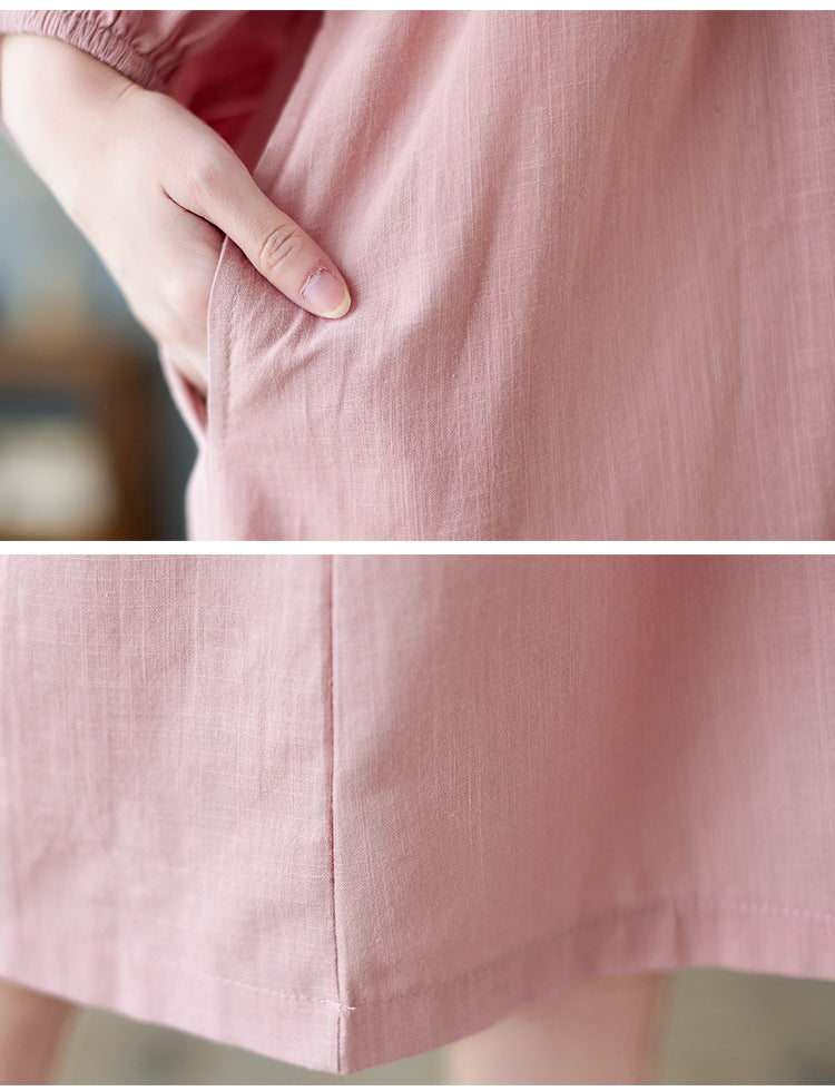 Loose Solid Color Midi Dress