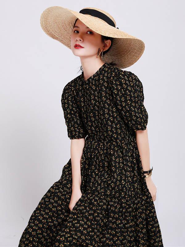 Fashion Floral Bishop Sleeve Dress