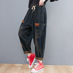 Women Solid Color Harem Loose Jeans