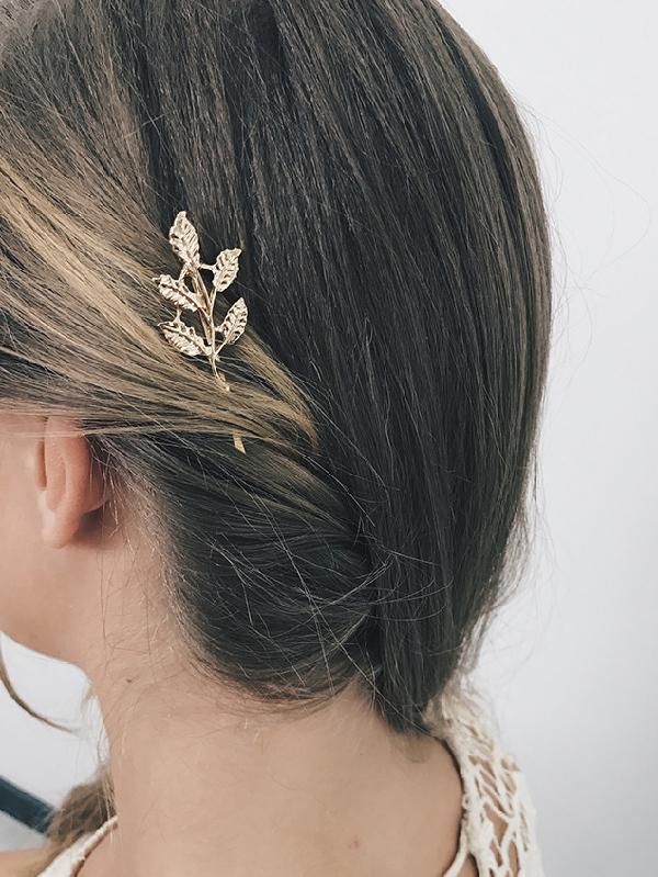 Simple Leaf Gold Color Barrette