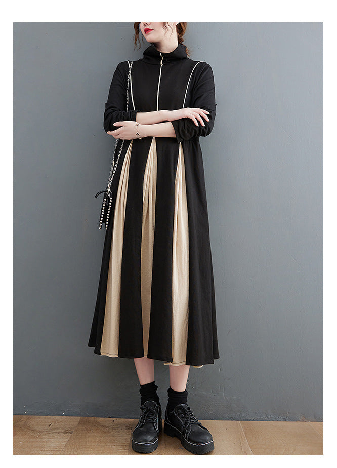 Knitted Striped Patchwork Midi Dress