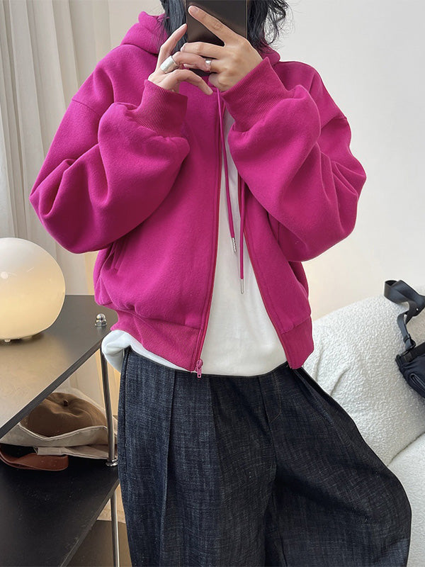 Casual Thicken Solid Color Zipper Sport Outwear