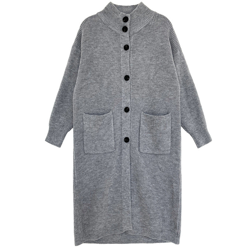 Retro Solid Thicken Knitted Midi Outwear