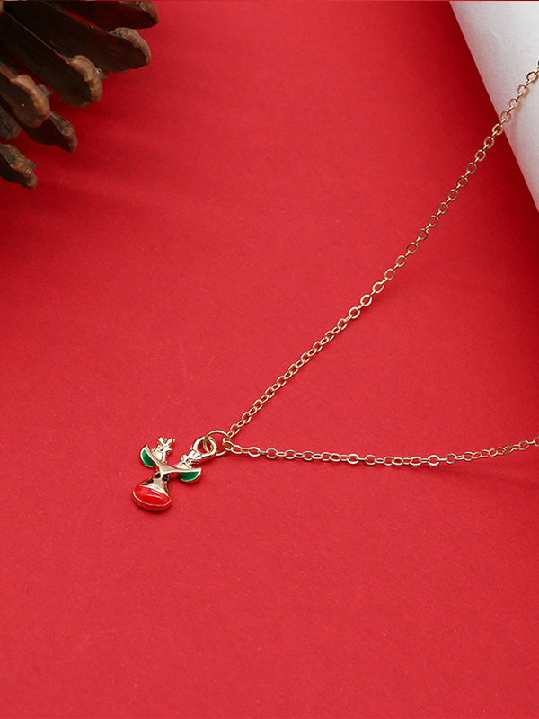 Women Christmas Tree Santa Pendant Clavicle Necklace