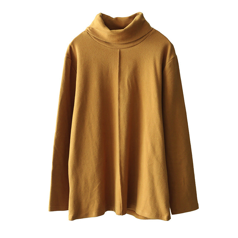 Simple Solid Color Turtleneck Long Sleeve T-Shirt