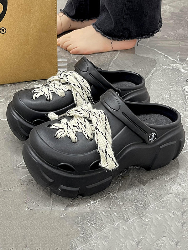 Hollow Round-Toe Slider Sandals Platform Shoes Crocs