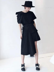 Cropped Designed Pleated Skirt