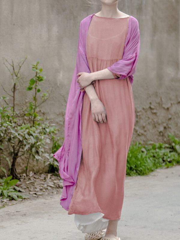 Soft  Mulberry Fuschia  Pure Color Long Dress