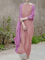 Soft  Mulberry Fuschia  Pure Color Long Dress