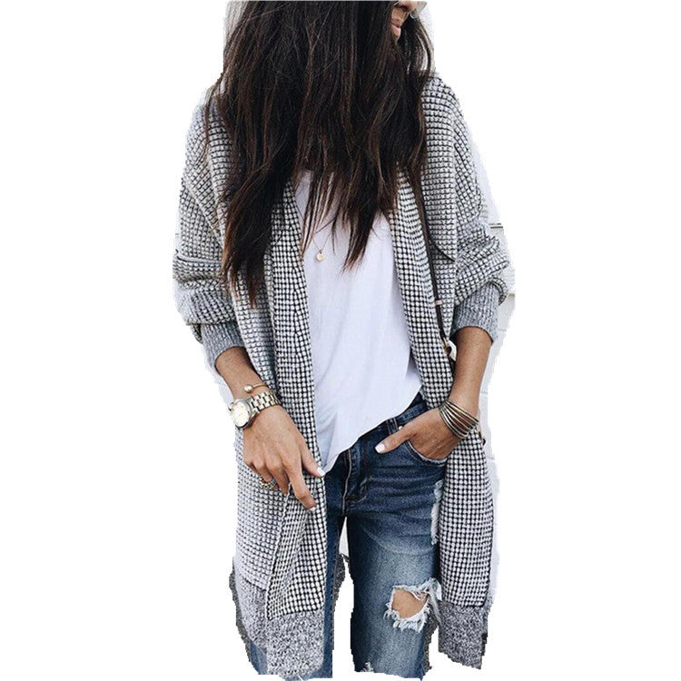 Casual Plaid Woolen Cardigan Outerwear