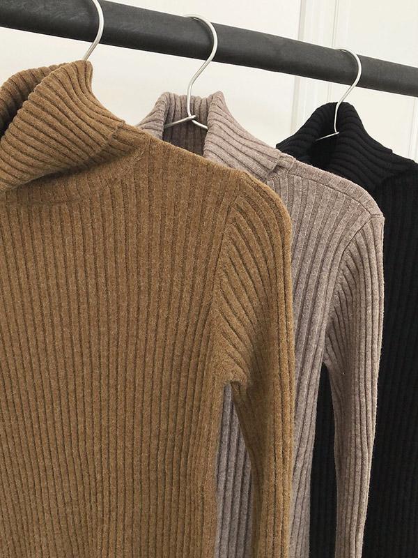 Solid Turtleneck Knitting Sweater