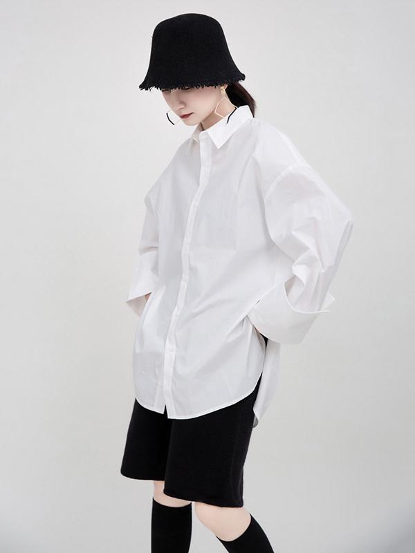 Large Sleeves Loose White Shirt