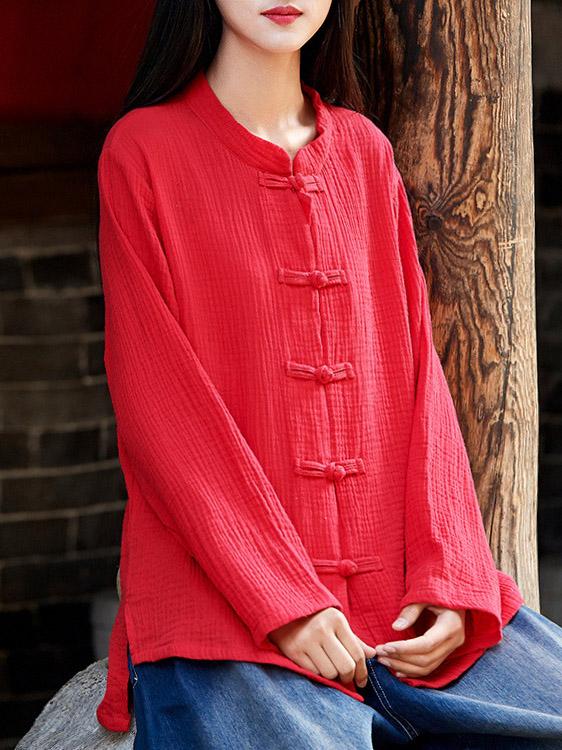 Comfortable Button Cotton Stand Collar Cover up