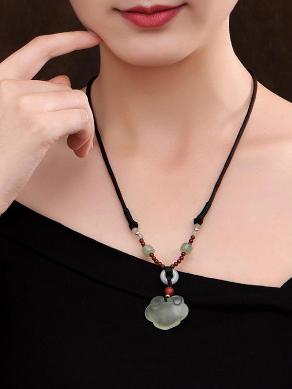 Vintage Natural Jade Pendant Necklace