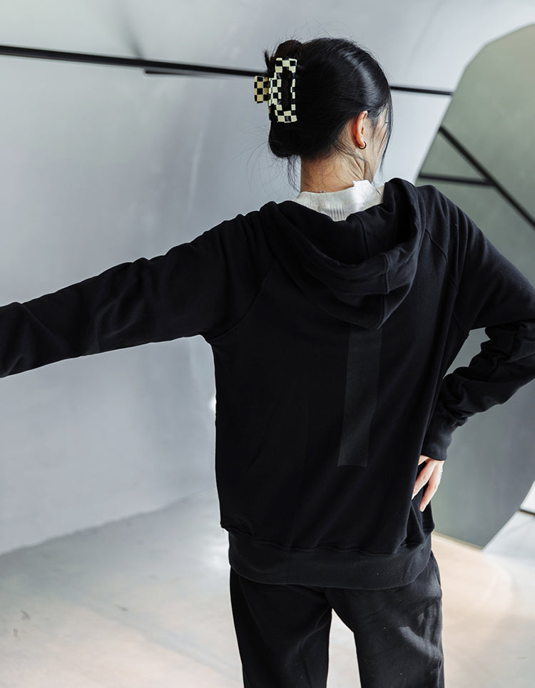 Double Zipper Design Casual Hooded Sweatshirt