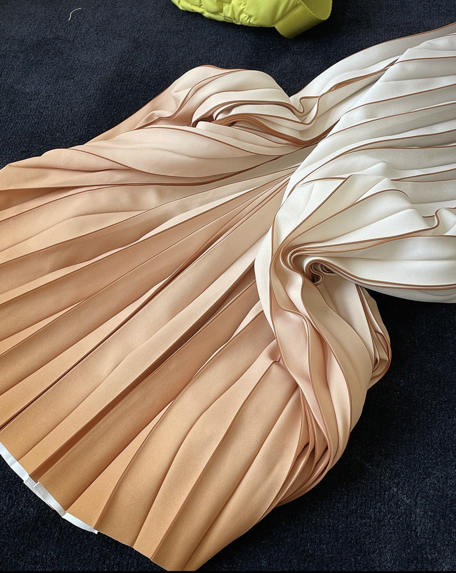 High Waisted Pleated Gradient Skirt