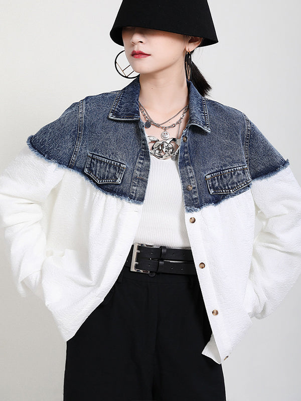 Denim Split-Joint Lapel Jacket