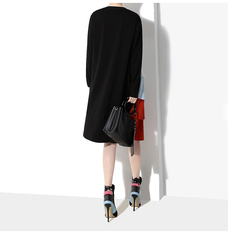 Women Loose Color Matching Casual Dress
