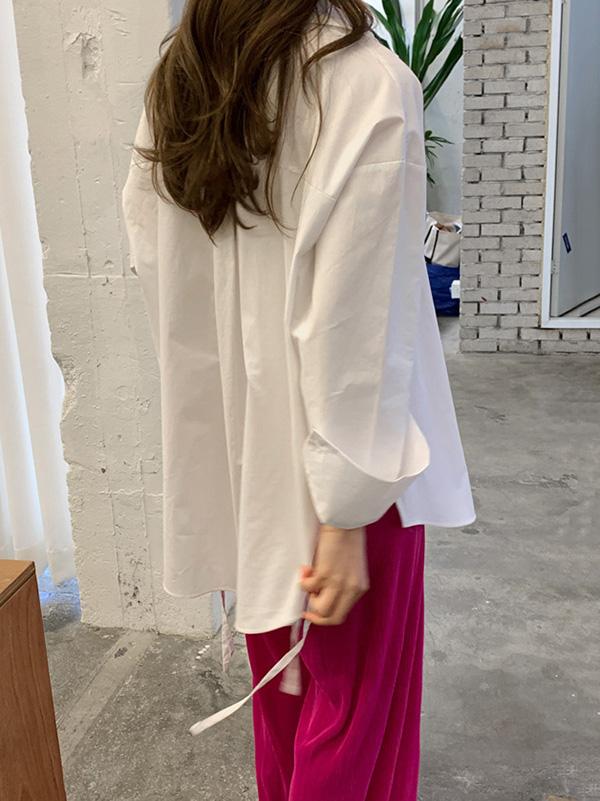 Loose Split-Side Lace-Up Cropped Comfortable Fashion Shirt