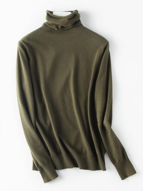 Solid Color High Collar Knitting Sweater