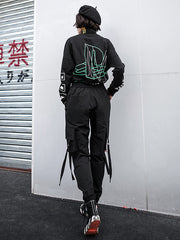 Women Casual Loose Solid Color High Waist Casual Pants